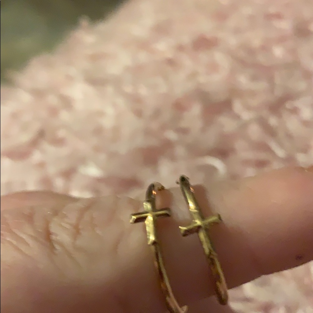 Cross hoop earring
